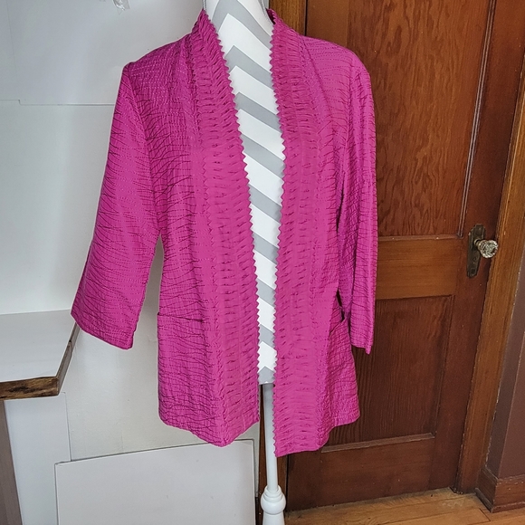Womans Chicos Pink Embroidered Unconstructed jacket Size 2 - Picture 1 of 11